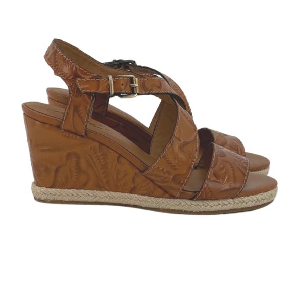 Patricia Nash | Women's Rafa Platform Wedge Heel Sandals | Whiskey | Size 8 - Picture 2 of 5